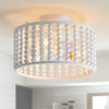 Wood beads ceiling light fixture 3 light semi flush mount light