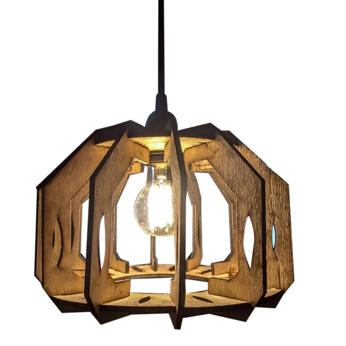 Wood geometric hanging lights vintage cage pendant chandelier light fixture