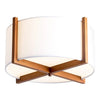 Wood semi flush mount ceiling light fixture off white fabric shade modern ceiling lamp