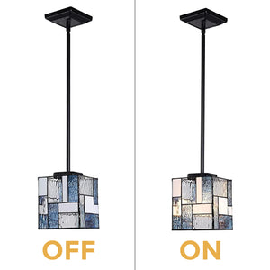 Glass heat lamp fixture Chandelier tiffany pendant light 6" Wide stained glass ceiling light