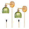 Set of 2 flower light green vintage light glass, metal wall light