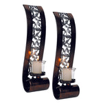 Set of 2 candle light bronze bathroom light metal glass wall light