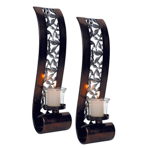 Set of 2 candle light bronze bathroom light metal glass wall light