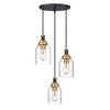 3-light pendant light black & gold hanging lamp glass, metal corridor light