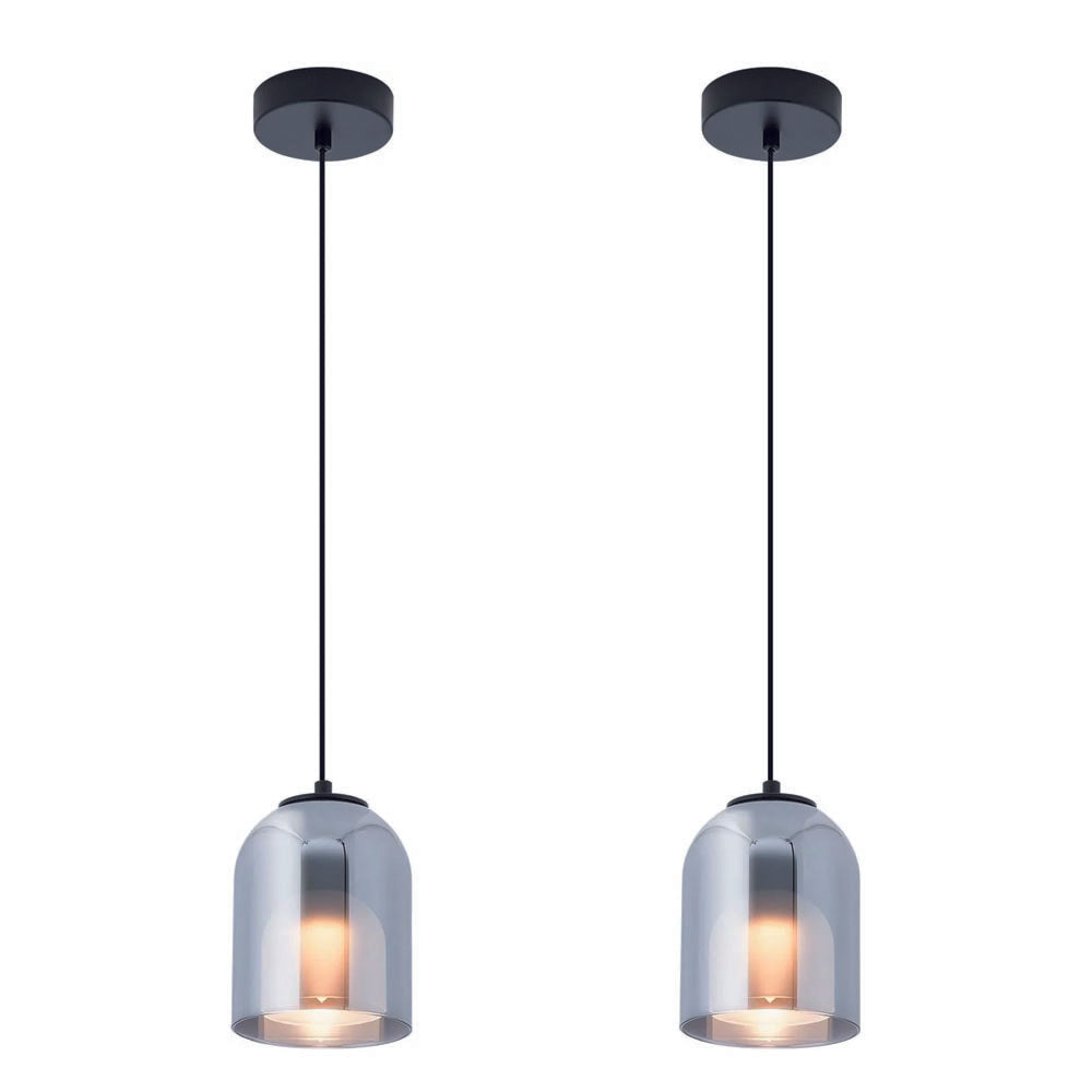 Double-layer pendant light black bedrooms light glass kitchen light