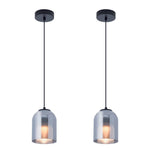 Double-layer pendant light black bedrooms light glass kitchen light