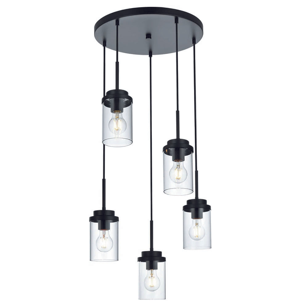 5-light hanging light black chandelier light metal pendant light