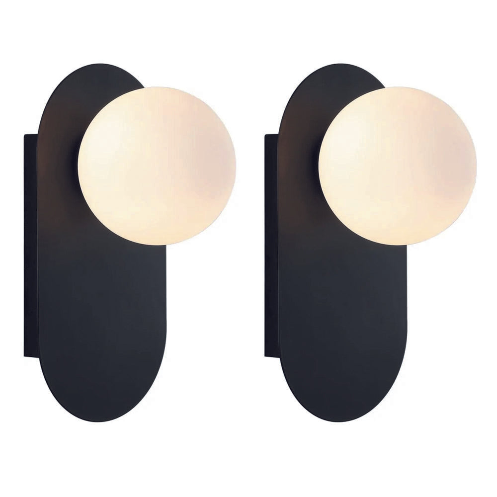 Set of 2 vanity light black mount light glass, metal wall light
