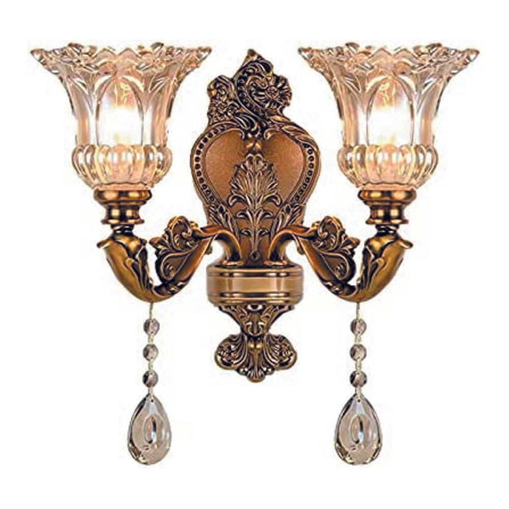 2 light crystal drop wall lighting fixture retro prism wall sconce