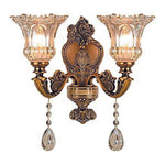 2 light crystal drop wall lighting fixture retro prism wall sconce