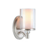 Modern nickel wall sconce with inner frosted glass and clear glass outer