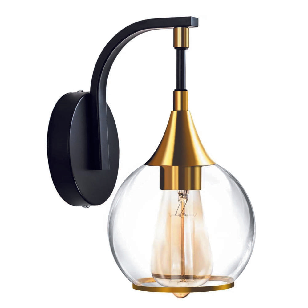 1-light wall light clear fixture light glass, metal vanity light