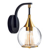 1-light wall light clear fixture light glass, metal vanity light