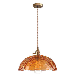 Adjustable hanging light amber pendant light brass, glass kitchen light