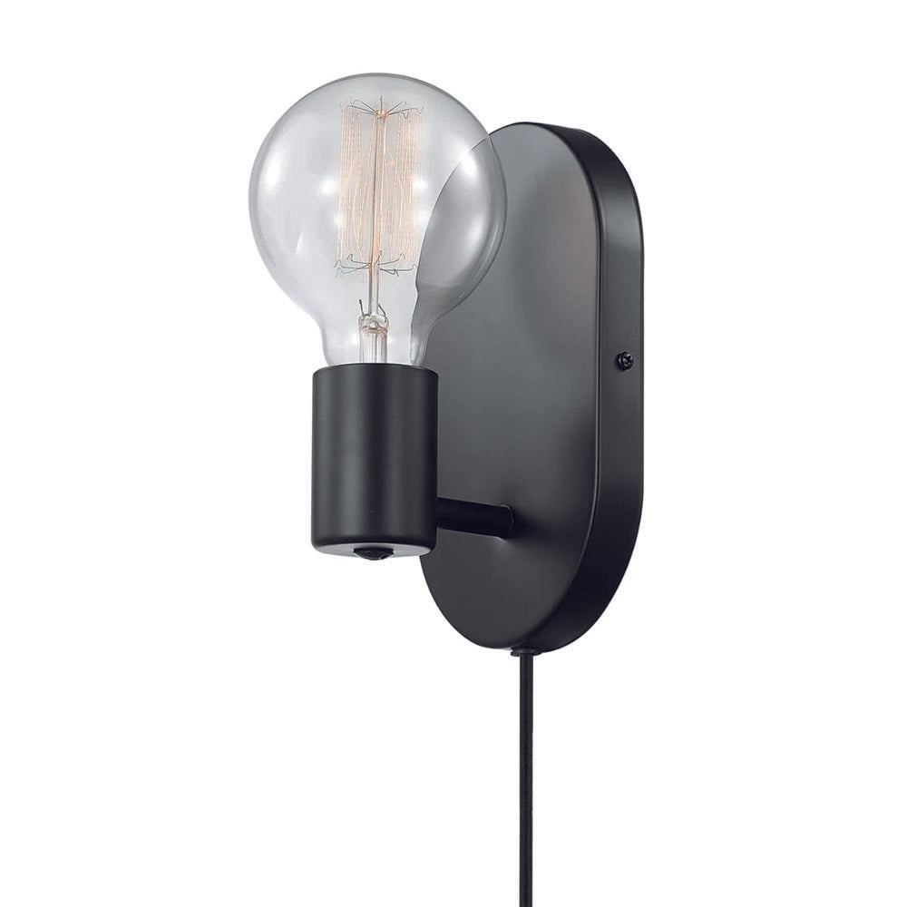 1-light wall sconce light matte black bedroom light metal mounting light