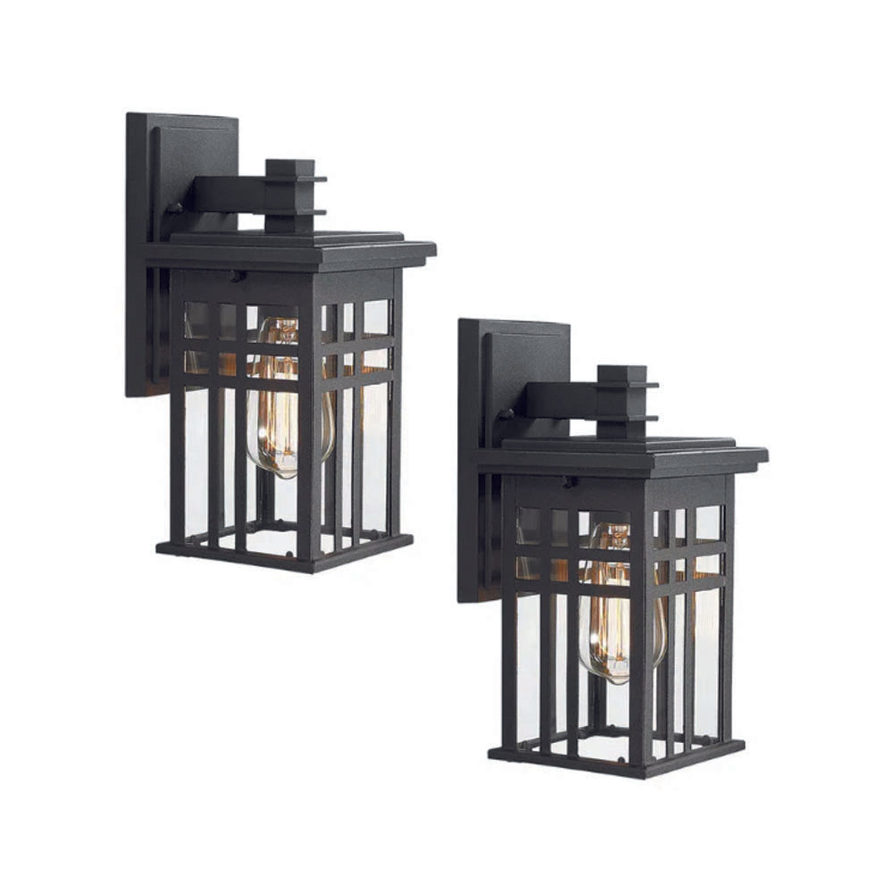 2 pack black glass wall mounted fixture