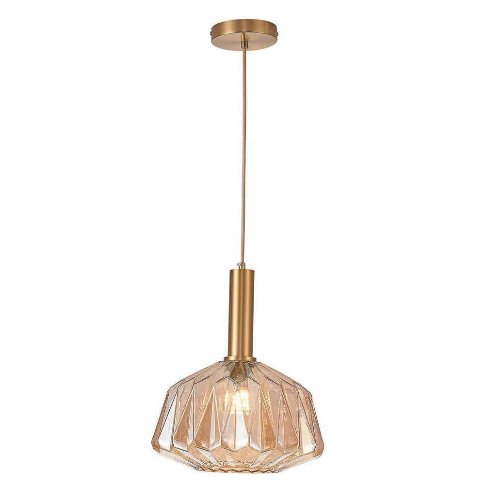 11.81" modern hanging light amber bedroom light glass, metal pendant light