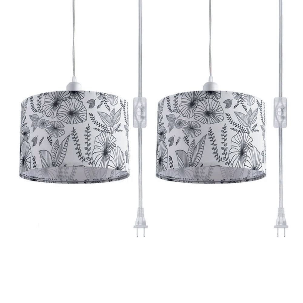 2 pack pendant light white & black hanging light metal bedroom light