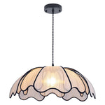 24 inch chandelier light black/white hanging light metal + plant silk pendant light