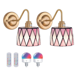 Set of 2 hallway light pink wall light glass kitchen light
