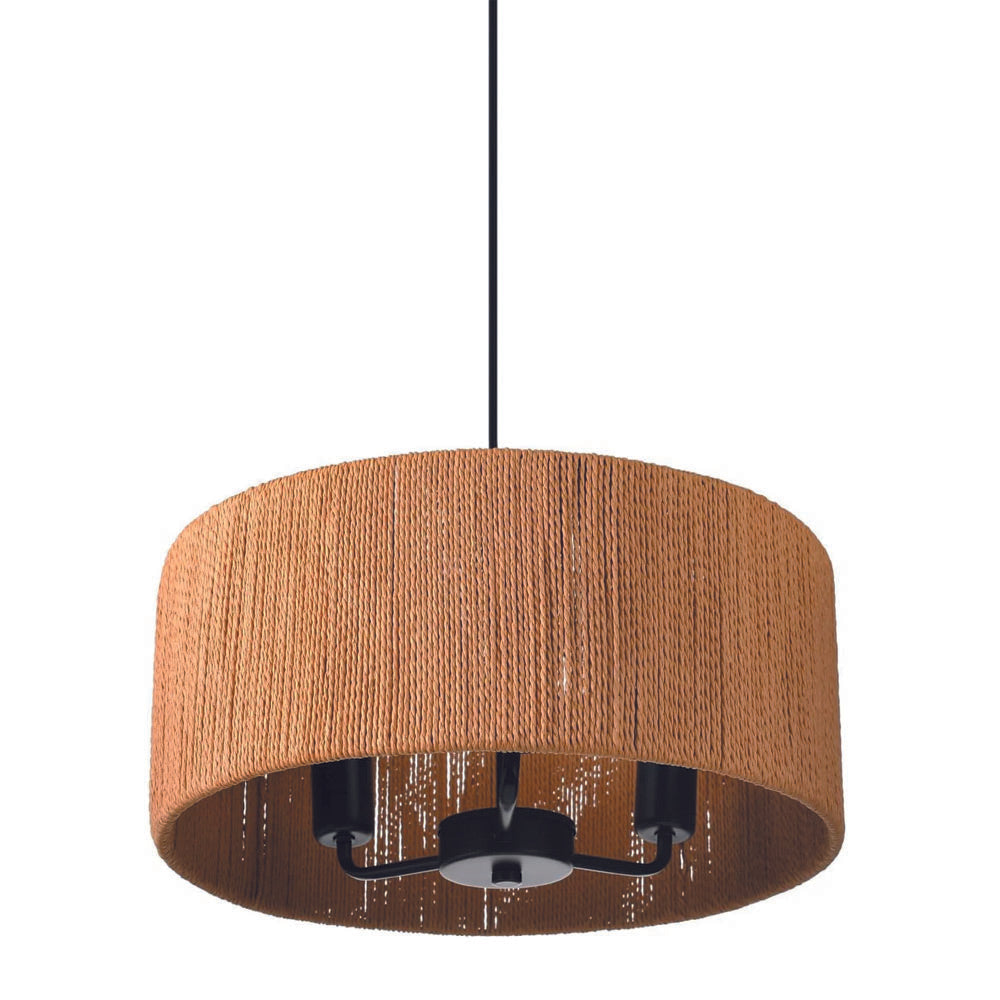 3-light chandelier light dark brown hanging lamp rattan kitchen light