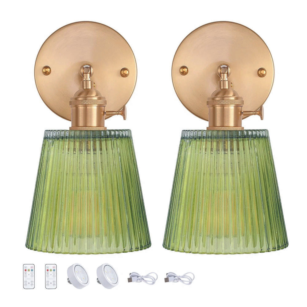 Set of 2 wall light green kitchen light brass, glass, iron island light