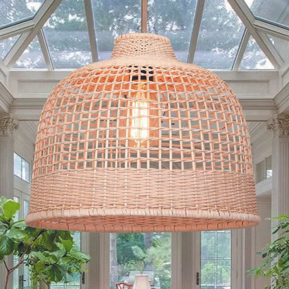 Farmhouse bedroom light beige pendant lights ‎rattan,metal chandelier light