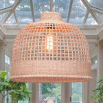 Farmhouse bedroom light beige pendant lights ‎rattan,metal chandelier light
