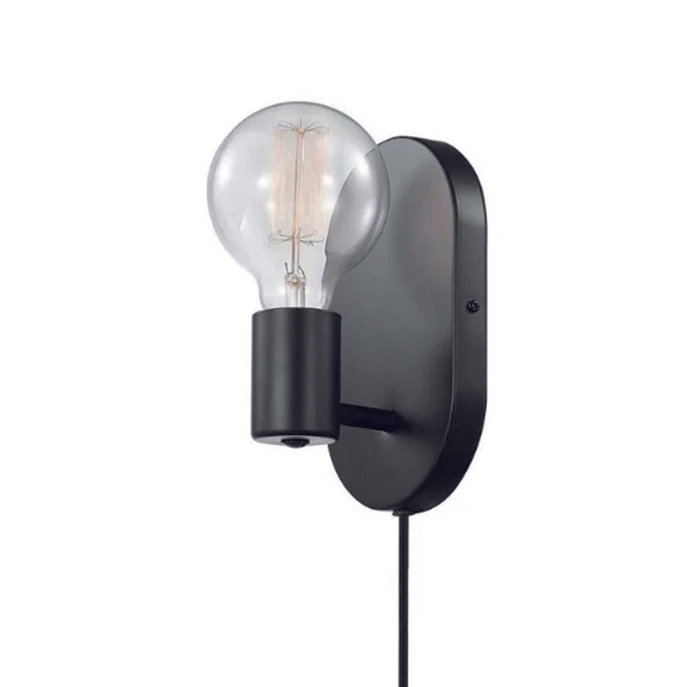 Simplicity black industrial wall sconce