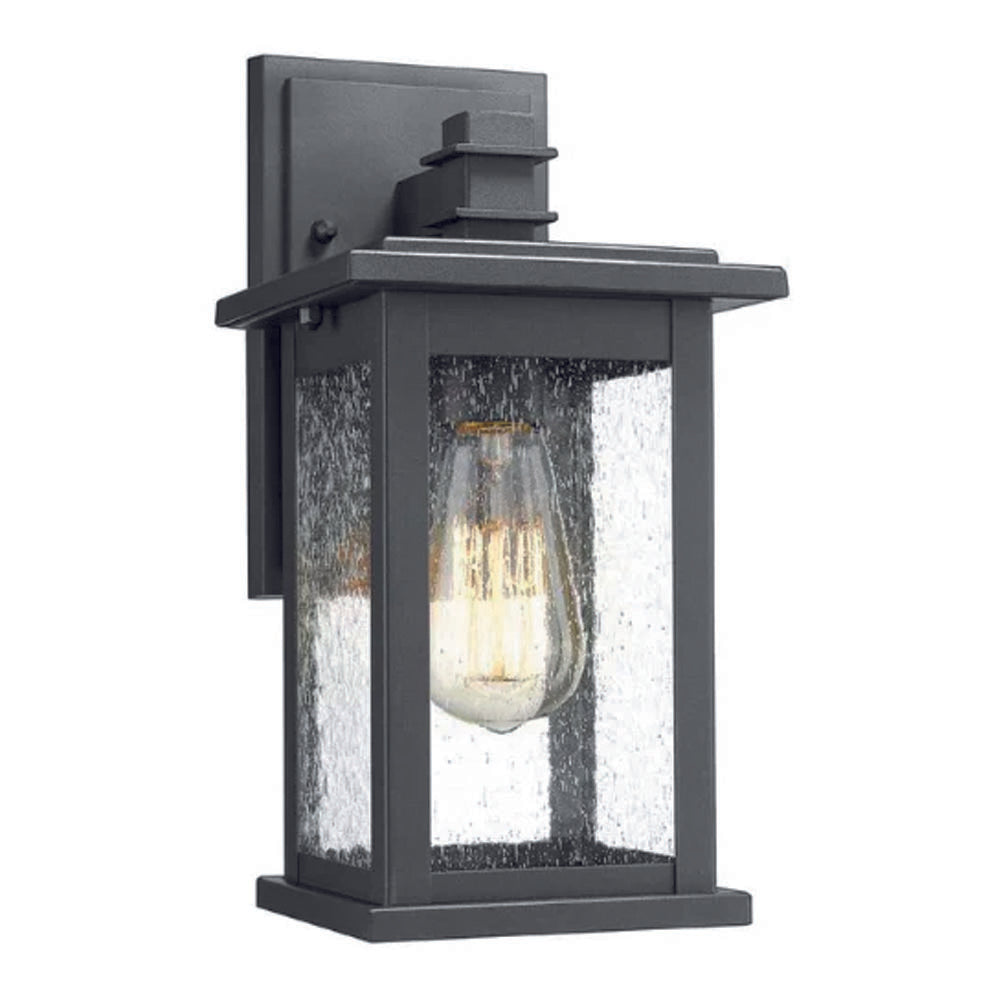 1-light lantern wall light fixture with clear seeded glass shade