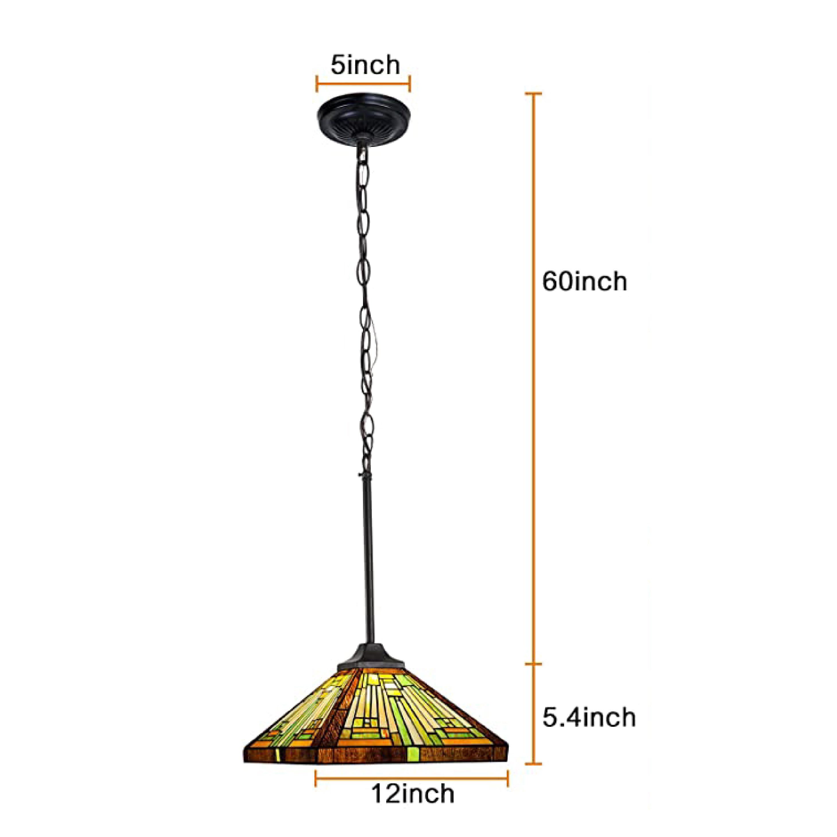 1 Light tiffany Amber Brown glass pendant light 12 Inch Hanging Lamp