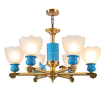 Modern blue chandelier lights for home decor with glass shade