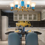 Modern blue chandelier lights for home decor with glass shade