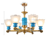 Modern blue chandelier lights for home decor with glass shade