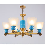 Modern blue chandelier lights for home decor with glass shade