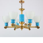 Modern blue chandelier lights for home decor with glass shade