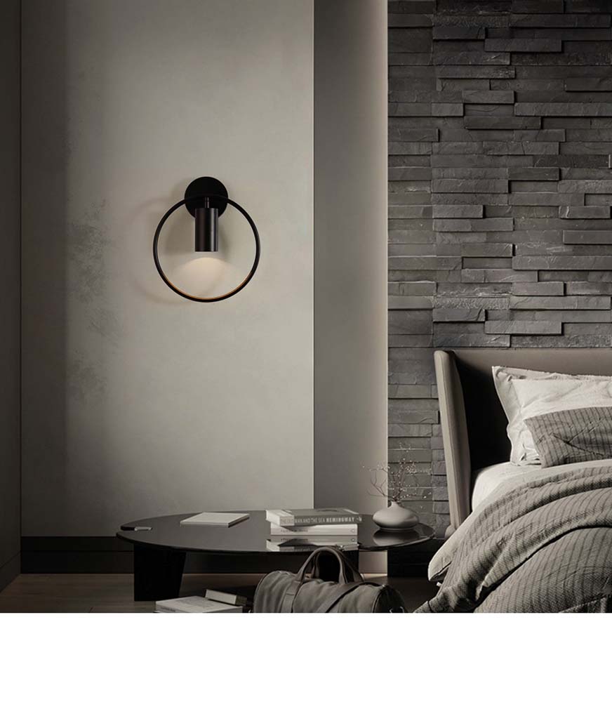 Modern room decor wall sconce light black circle wall decor lamp