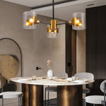 3 light modern glass chandelier with gold finish