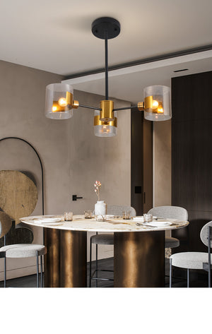 3 light modern glass chandelier with gold finish