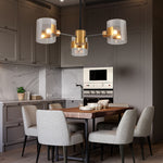 3 light modern glass chandelier with gold finish