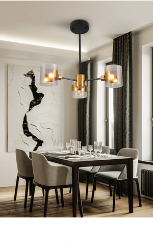 3 light modern glass chandelier with gold finish