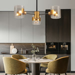 3 light modern glass chandelier with gold finish