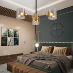 3 light modern glass chandelier with gold finish