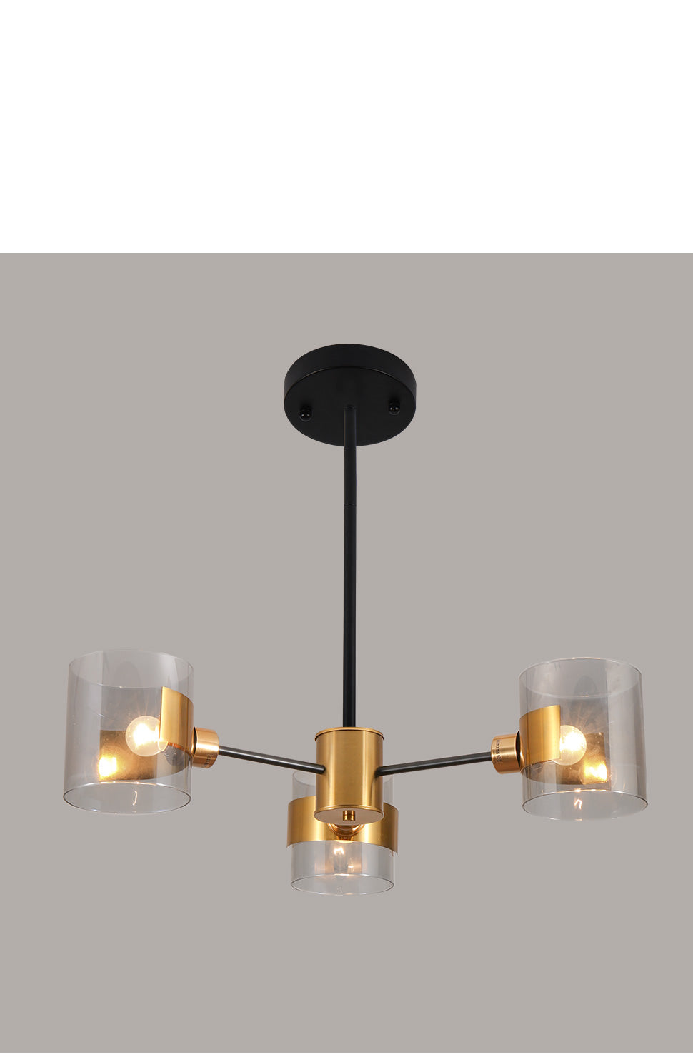 3 light modern glass chandelier with gold finish