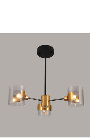 3 light modern glass chandelier with gold finish