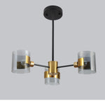 3 light modern glass chandelier with gold finish