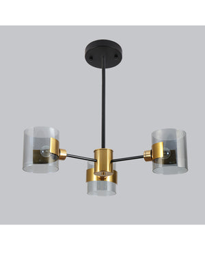 3 light modern glass chandelier with gold finish