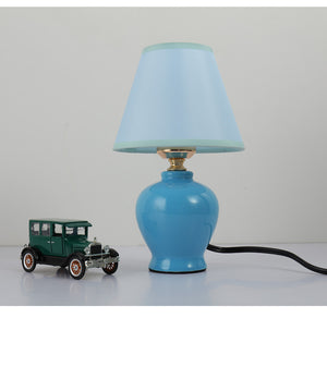 Modern mini table lamp kids ceramic table light with linen white fabric shade