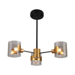 3 light modern glass chandelier with gold finish