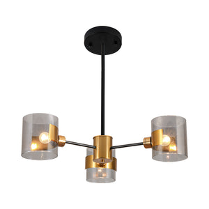 3 light modern glass chandelier with gold finish